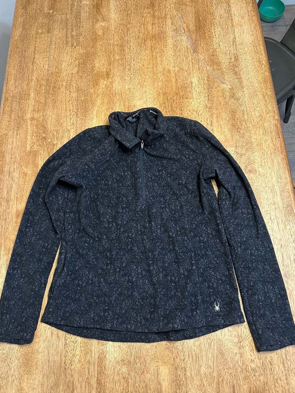 Spyder Active Women's Large 1/4 Zip Printed Fleece Pullover Jacket Black/Grey